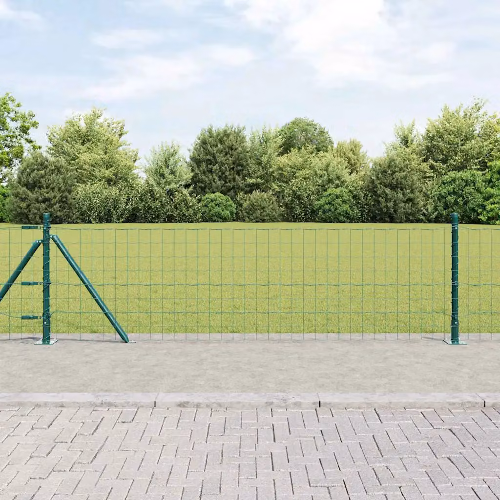 Recinzione vidaXL in acciaio e PVC verde con base per montaggio a superficie L: 50 m, H: 0,4 m