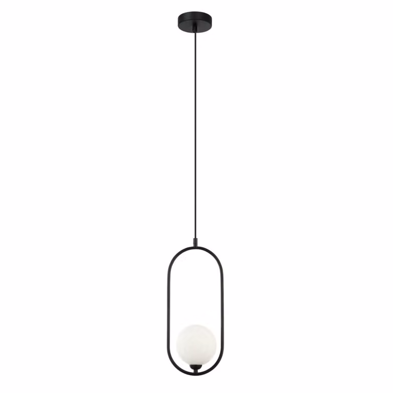 LUPUS Italux lampada a sospensione a sfera in vetro nero bianco PND-3965-1-BK