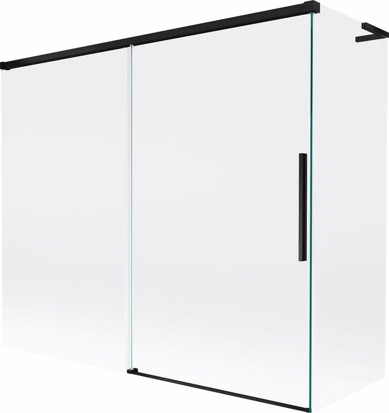 Mexen Rox L paratia da vasca da bagno a 2 ante scorrevoli 180 + 80 x 150 cm, trasparente, nero - 8C9L-180-080-70-00