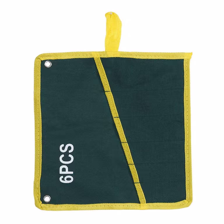1 pezzo robusta borsa arrotolabile per chiavi inglesi in tela, verde, 6 tasche