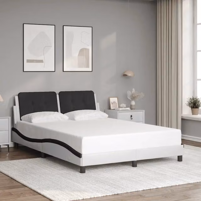 Giroletto senza materasso Zadar vidaXL in similpelle nero e bianco L/P/H: 200 x 140 x 74,5 cm