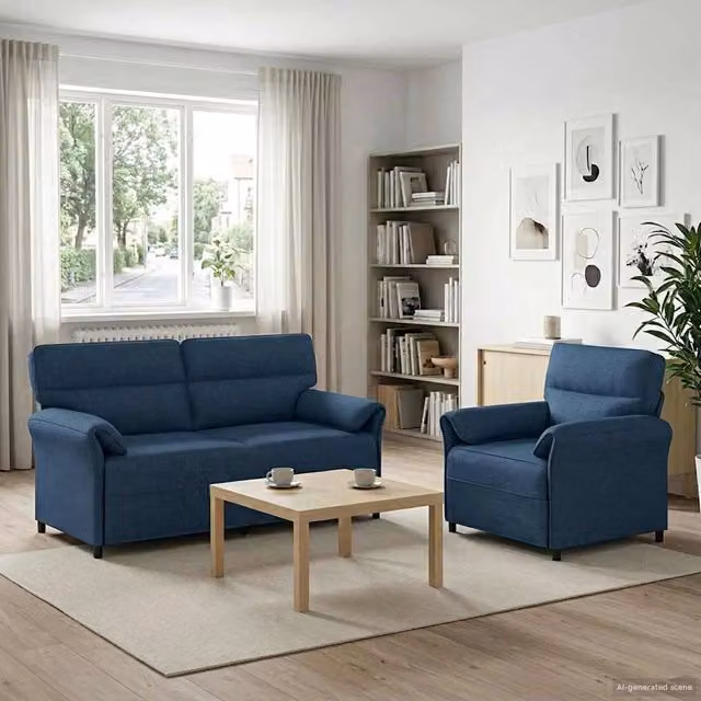 Set di divani 2 pz Blu Tessuto 3424865