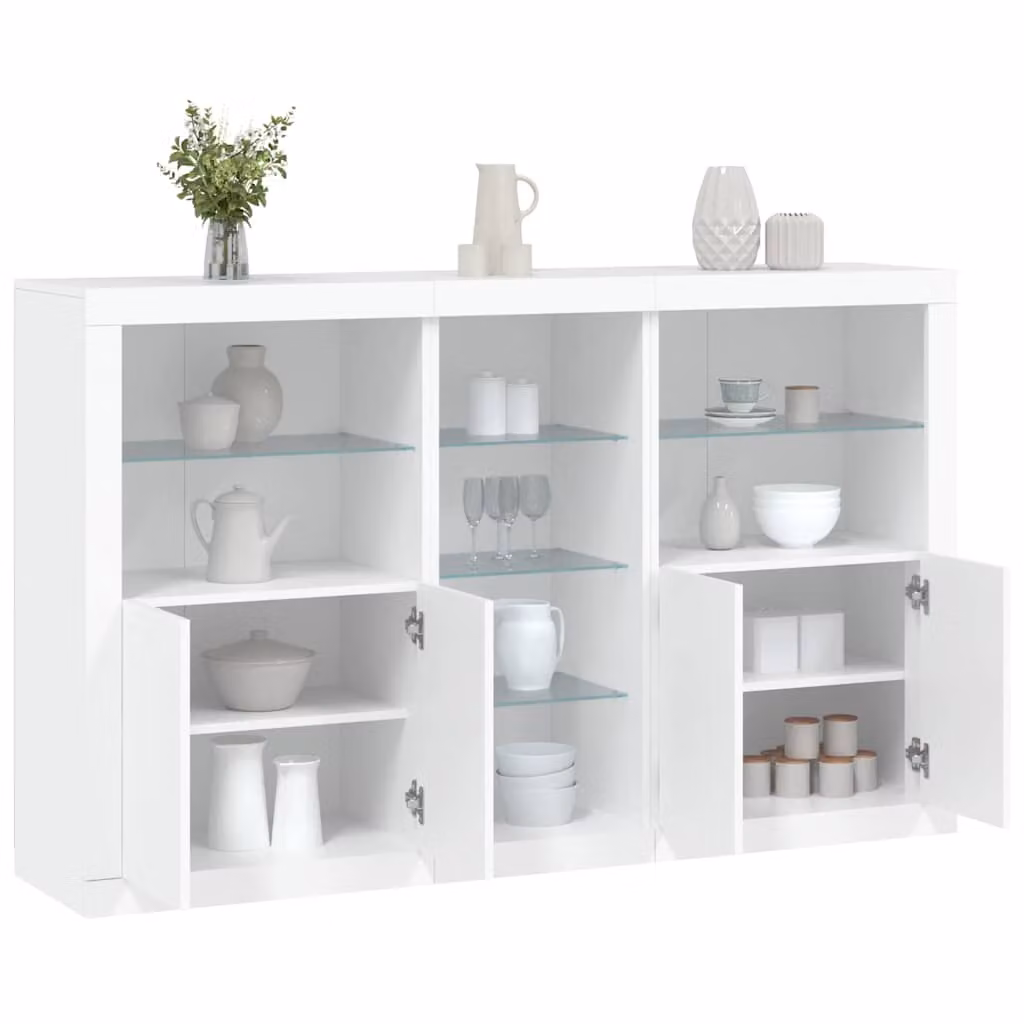 vidaXL Credenza Moderna con Luci LED Bianca L: 162 cm, P: 37 cm, H: 100 cm