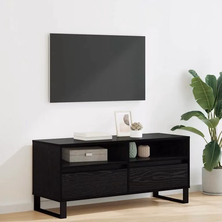 Mobile TV con cassetto vidaXL in Rovere Nero, L 100 x P 34,5 x H 44,5 cm