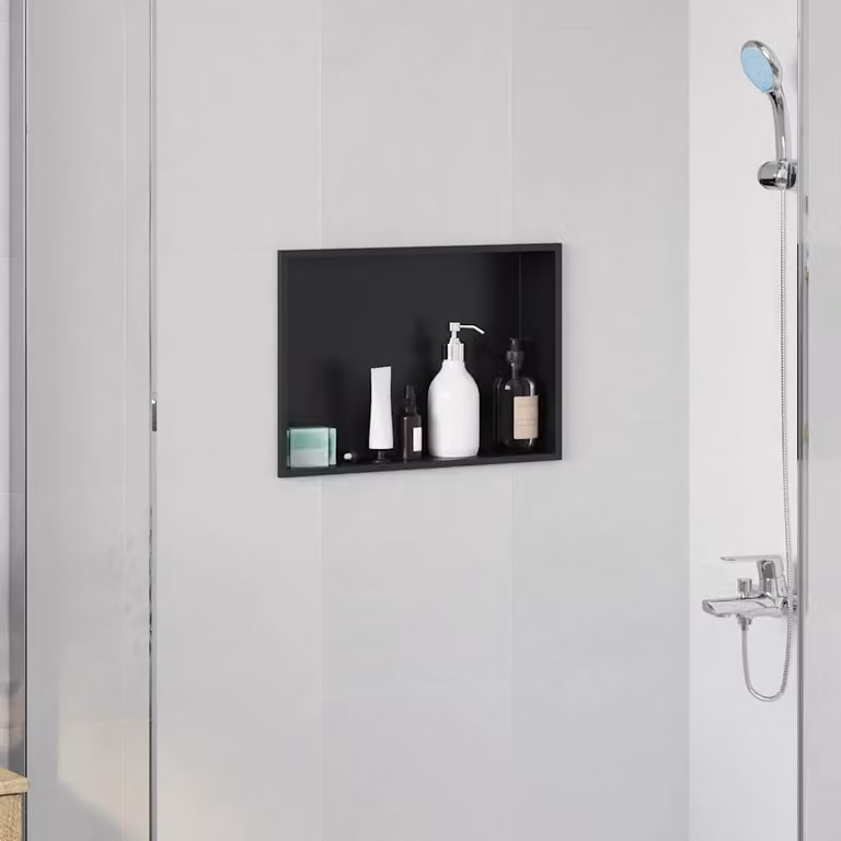 Nicchia per doccia incassata vidaXL in acciaio inox, Nero, L: 45 cm, P: 30 cm, H: 9,5 cm