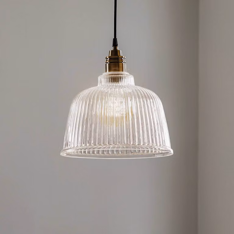 Lampada a sospensione in vetro Leana Lamkur, dimmerabile, Chiaro / Trasparente, Soggiorno / Sala da pranzo, Vetro, Lampada a sospensione
