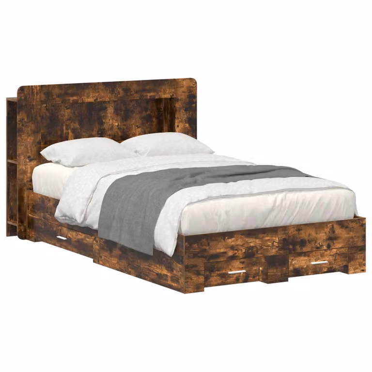 vidaXL Letto moderno con cassetti in legno ingegnerizzato marrone L/P/H: 120 x 200 x 135 cm