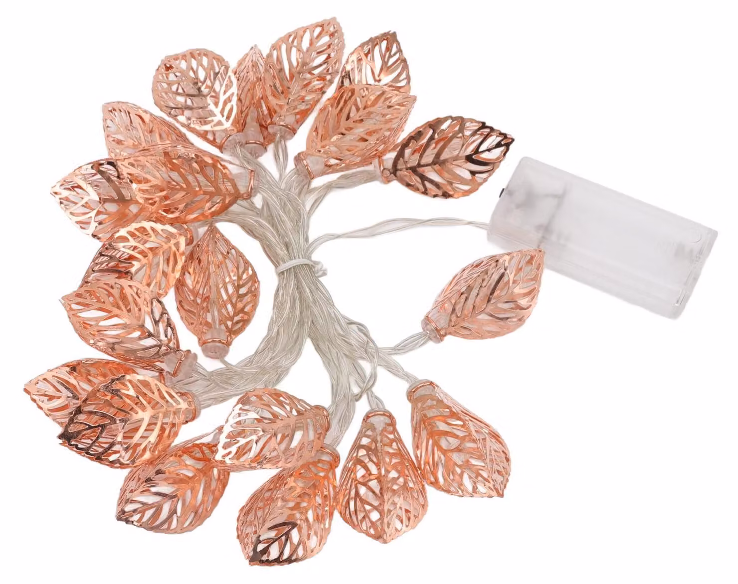 Catena luminosa con 20 luci a forma di rosa, alimentata a batteria, color oro