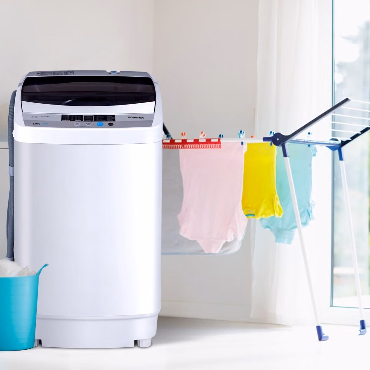 Lavatrice e asciugatrice portatile Costway bianca con centrifuga silenziosa 310W e capacità 4,5kg