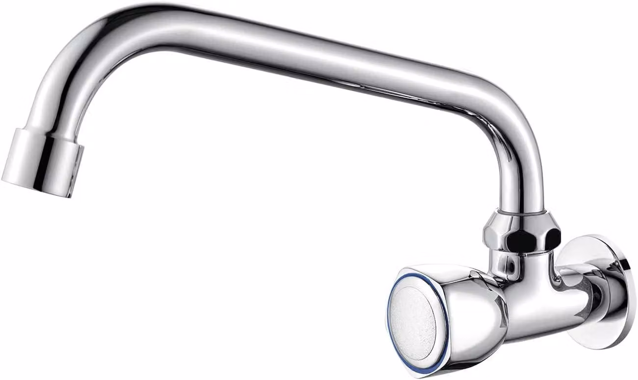 Rubinetto per acqua fredda - Rubinetto da cucina - Rubinetto a parete - Cromo - Argento