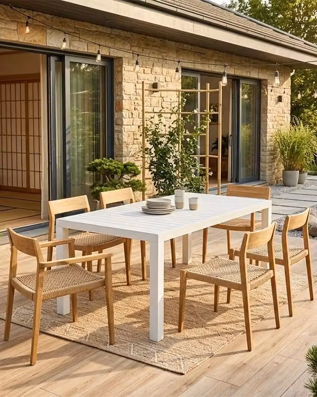 Tavolo da giardino 140x100 allungabile in alluminio bianco Modus