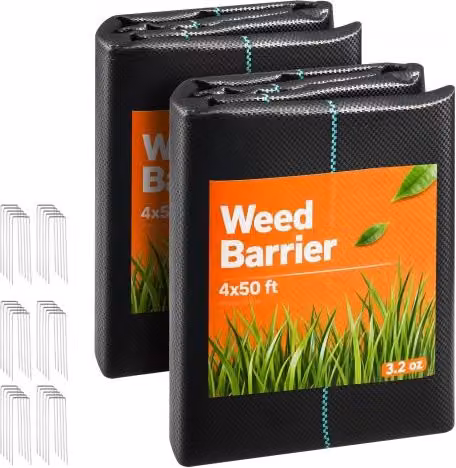 Telo anti erbacce VEVOR in polipropilene nero per giardino e serre, tessuto pacciamante da 2 x 1,2 x 15,2 m, 90 g/m²