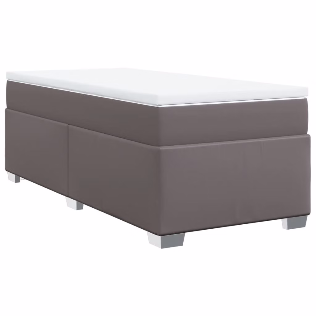 Giroletto a Molle con Materasso Grgio 80x200 cm in Pelle finta
