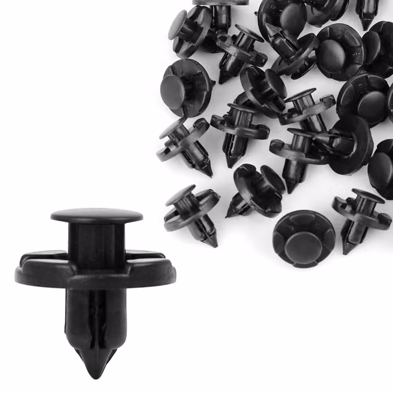 30 elementi di fissaggio in plastica nera da 8 mm, tipo rivetto