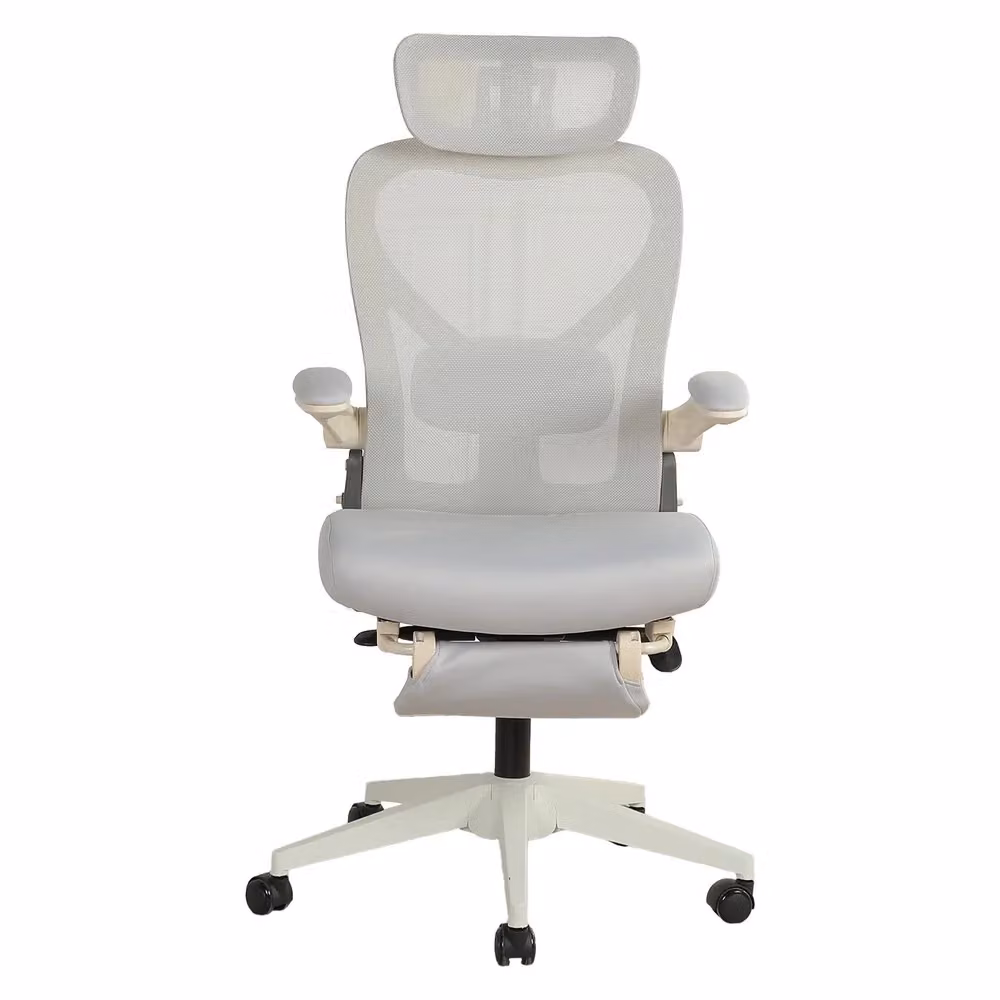 Sedia da ufficio ergonomica pieghevole Minimal grigia con braccioli e sostegno lombare – 2