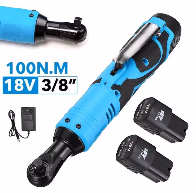 Avvitatore a percussione a batteria - Avvitatore a cricchetto elettrico - 18 V - 3/8 di pollice (0,95 cm) - Modello ad angolo retto - Ricaricabile - Batteria C-2