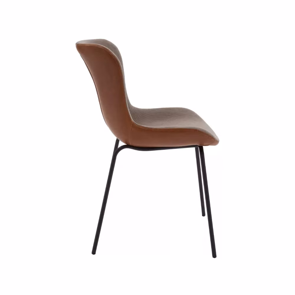 Set di 6 sedie moderne imbottite in ecopelle e tessuto rigato con gambe in acciaio nero Mobili 2G