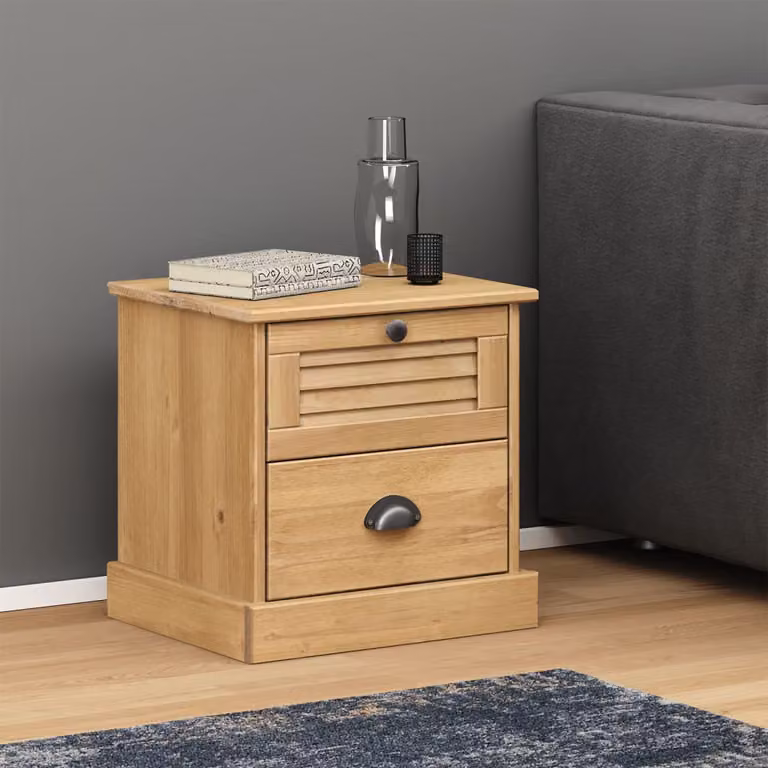 vidaXL Comodino VIGO in Legno di Pino Cerato Marrone L: 42 cm, P: 35 cm, H: 42 cm