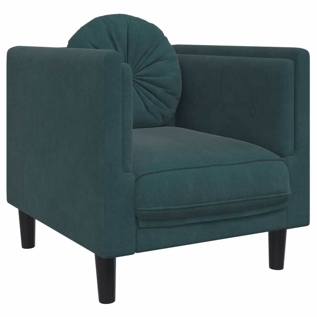 Poltrona con Cuscino Verde Scuro in Velluto