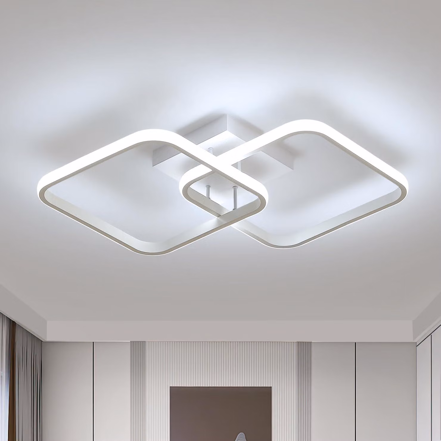 Lampada da soffitto a LED Osairous, design moderno, 42W, 4700 lumen, 6500K, diametro 64 cm, colore bianco