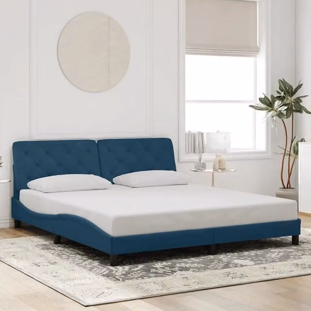 Giroletto senza Materasso-Struttura Letto Blu 180x200 cm in Velluto
