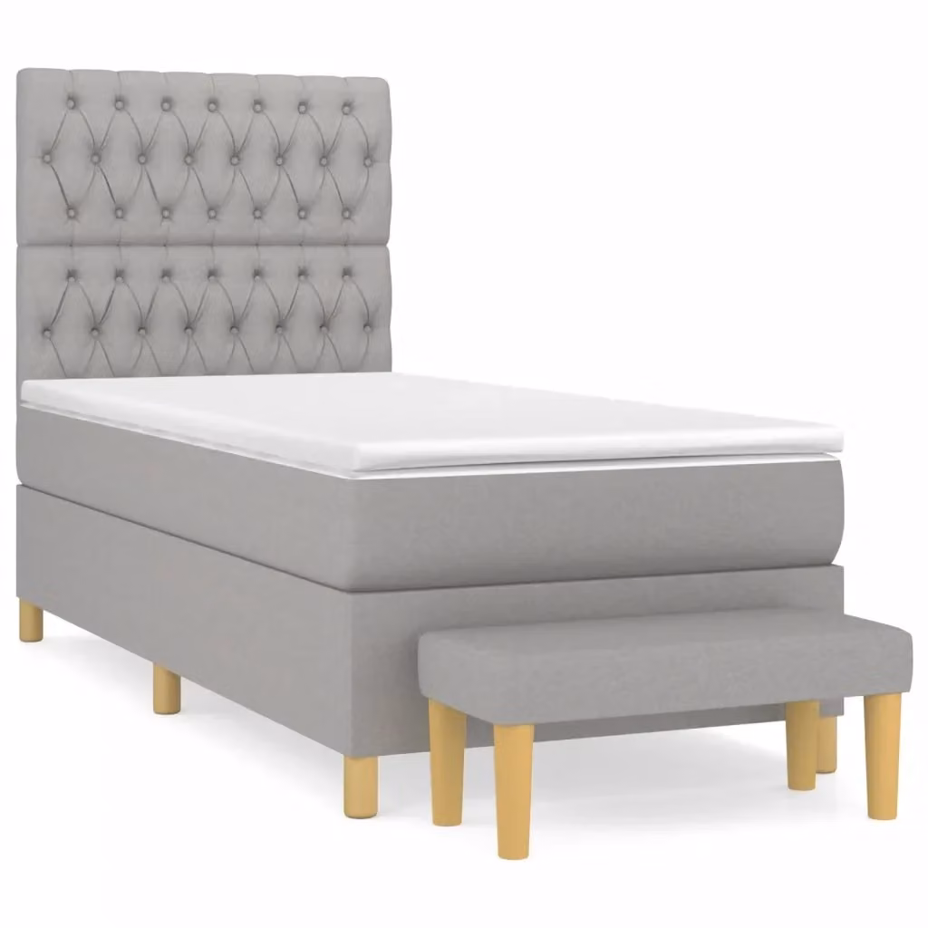 vidaXL Letto Ibrido con Giroletto a Molle e Materasso in Tessuto Grigio e Bianco L/P/H: 203 x 90 x 128 cm – 2