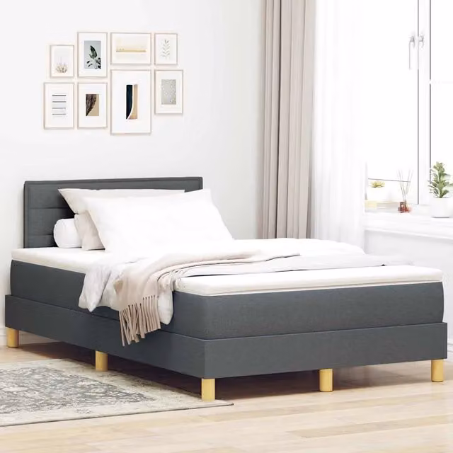 Letto a Sorgente LED Grigio scuro 120 x 200 cm Tessuto 3342353
