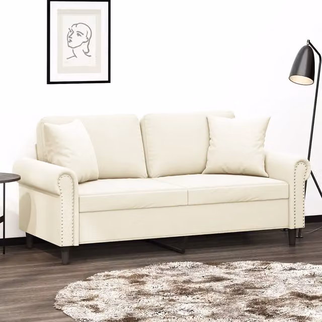 Divano a 2 posti moderno vidaXL in velluto beige con cuscini e struttura in metallo per il tuo soggiorno