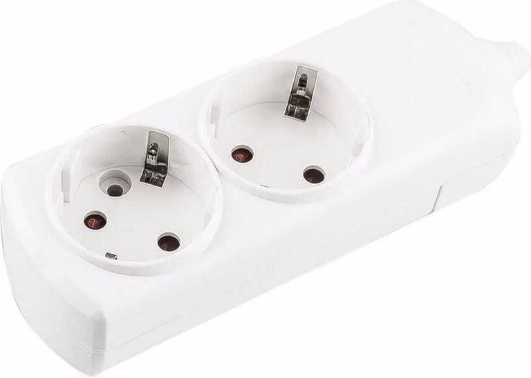 Onlex Presa di terra senza cavo 2 prese Bianco Taglia unica / Spina UE 220V Bianco Taglia unica