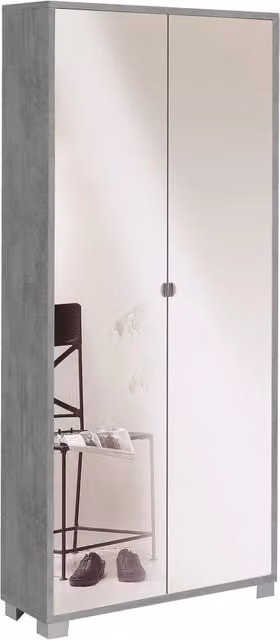 Armadio 2 Ante con Specchio 83x190x29 cm Cemento