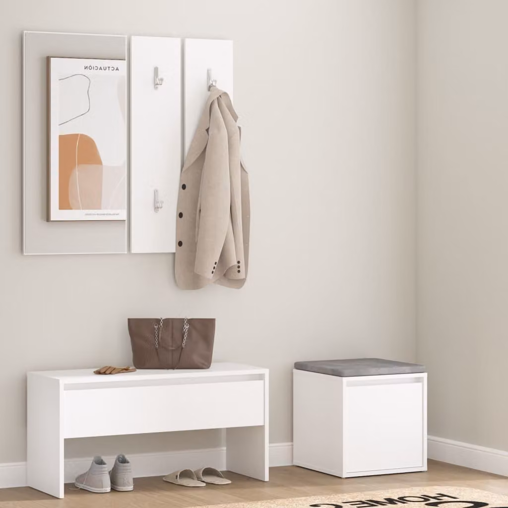 The Living Store Set di mobili per corridoio in legno bianco