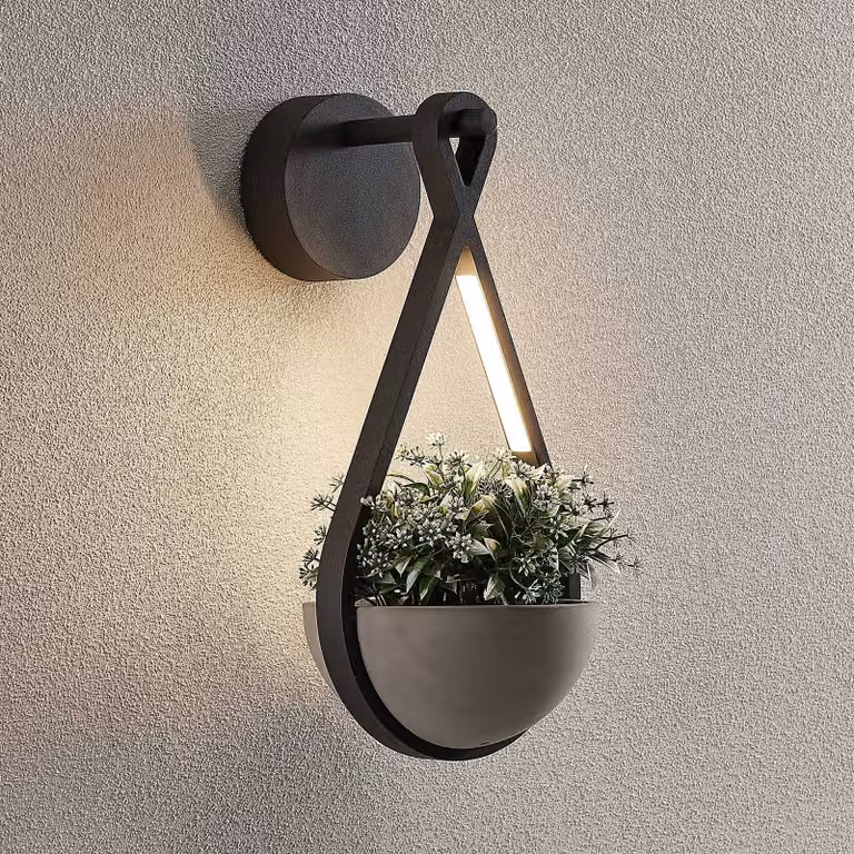 Applique da esterni Florka Lucande, Alluminio / Grigio / Zincato, Alluminio, Moderno, Applique da esterni