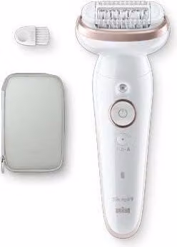 Braun SES9000 Silk-épil 9 Epilatore Wet and Dry con 40 pinzette MicroGrip per peli da 0.5 mm, autonomia 50 min, colore Bianco