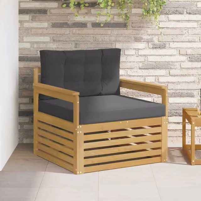 Divano da esterno moderno vidaXL in legno di acacia con cuscini bianco, antracite e grigio