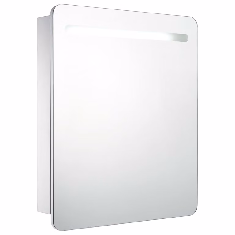 Armadietto Bagno con Specchio e LED 68x9x80 cm