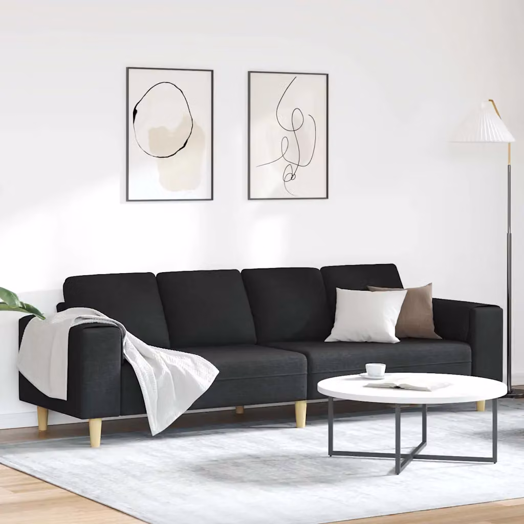 Divano per soggiorno vidaXL in tessuto nero, stile minimalista, L 250 x P 77 x H 76 cm
