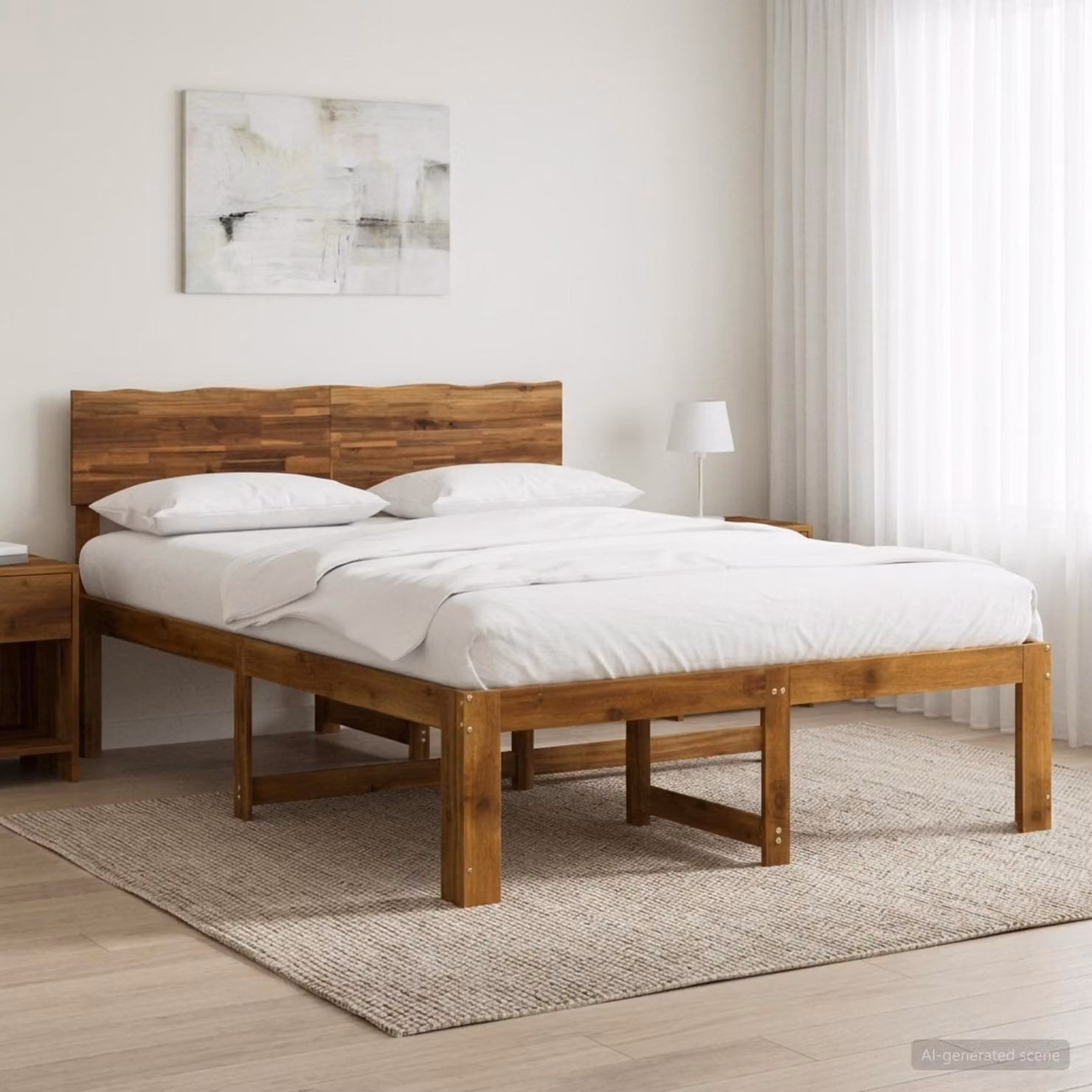 Letto matrimoniale con testiera vidaXL ROSTOCK in legno di acacia marrone L/P/H: 200 x 120 x 140 cm