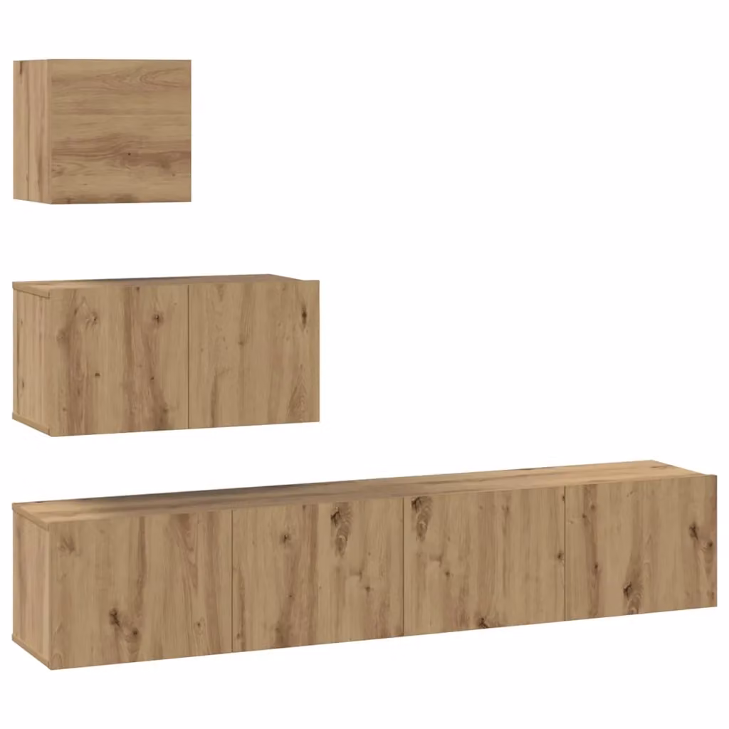 Set mobile TV moderno vidaXL in 4 pezzi color rovere, realizzato in legno e MDF per il tuo soggiorno – 2
