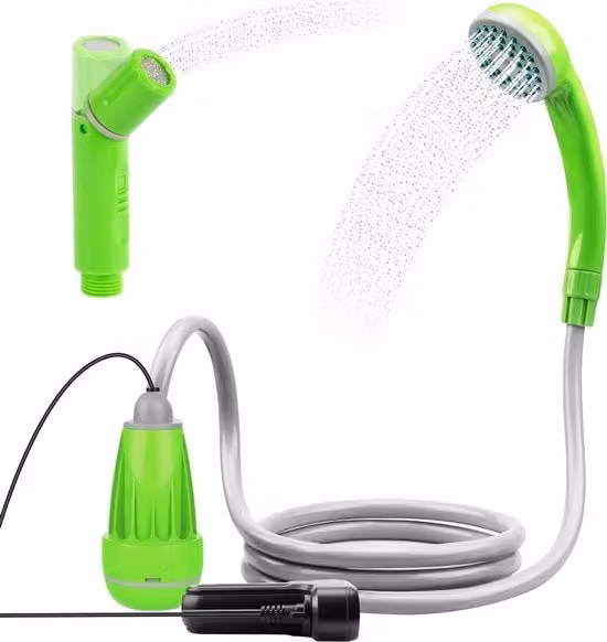 Doccia Portatile per Campeggio 60 minuti di Durata con Testa di Getto USB e Batteria Ricaricabile per Auto, Bicicletta, Giardino e Irrigazione