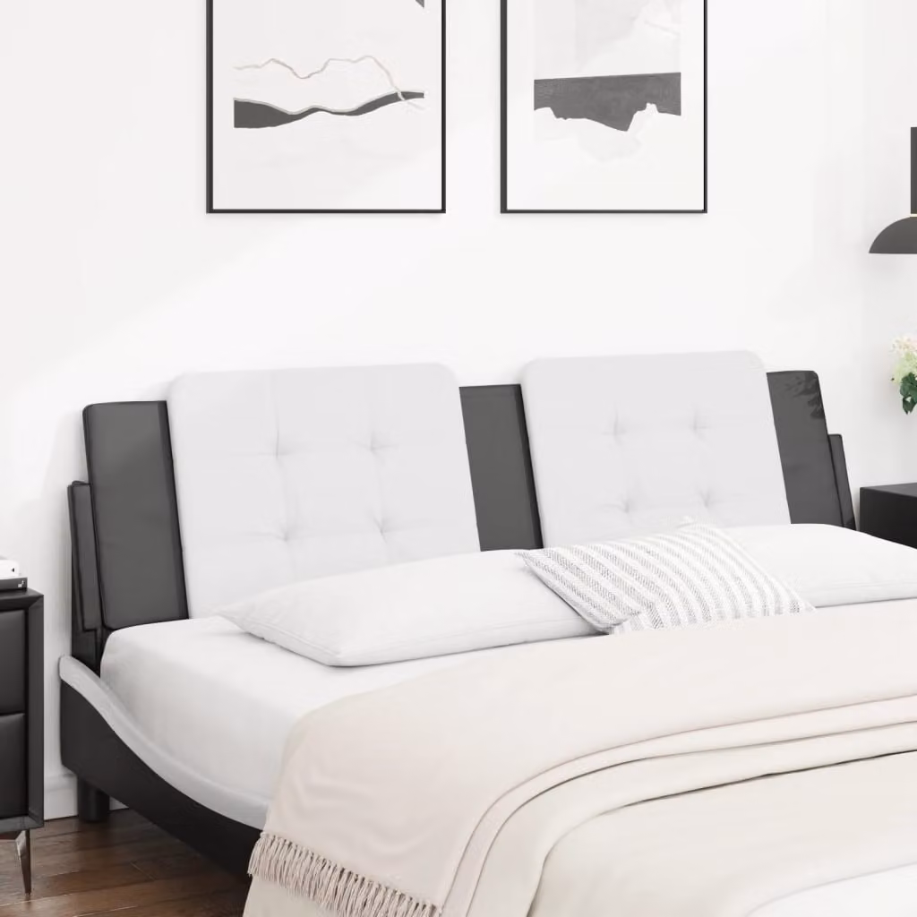 vidaXL Cuscino Testiera Zadar in Similpelle Bianco e Nero L: 183 cm