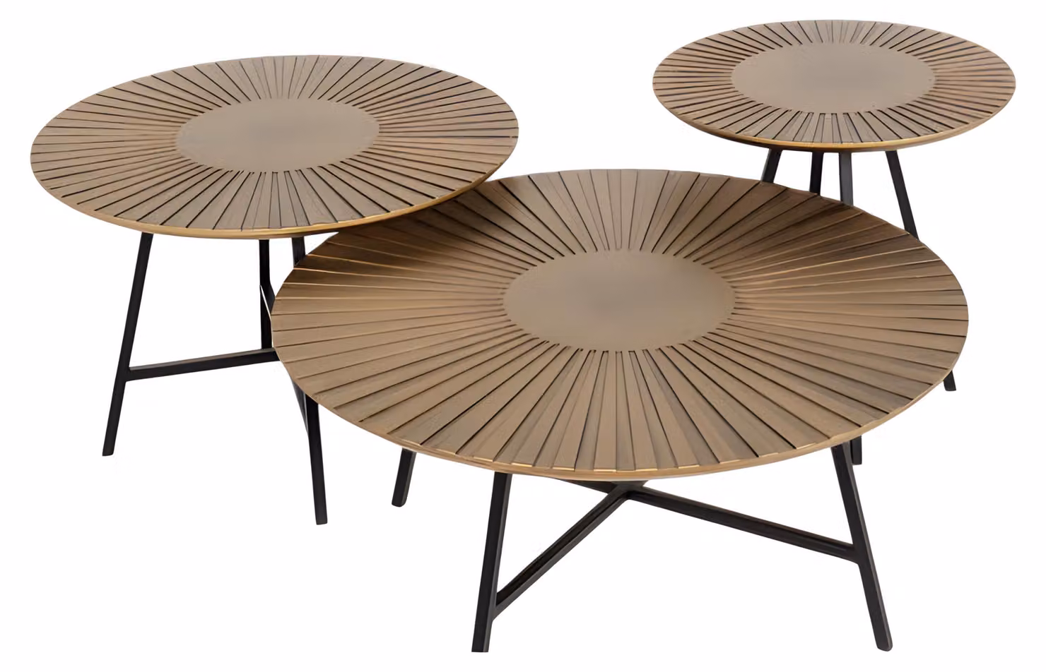 Eleganter Brauner Holz-Couchtisch mit Beistelltischen im modernen Stil