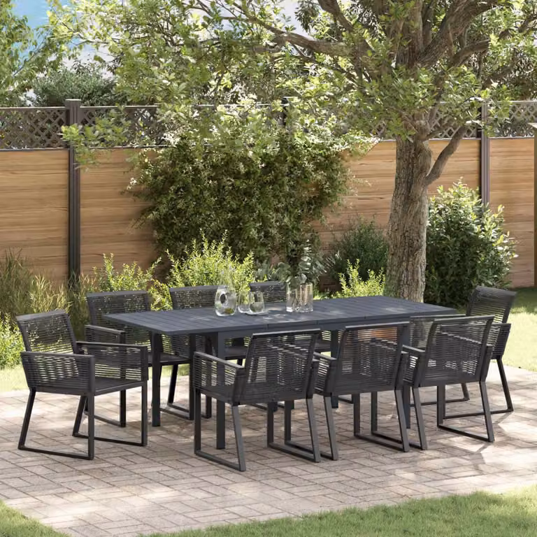 Maison Exclusive - Set da giardino per esterni, 9 pezzi, in rattan sintetico nero