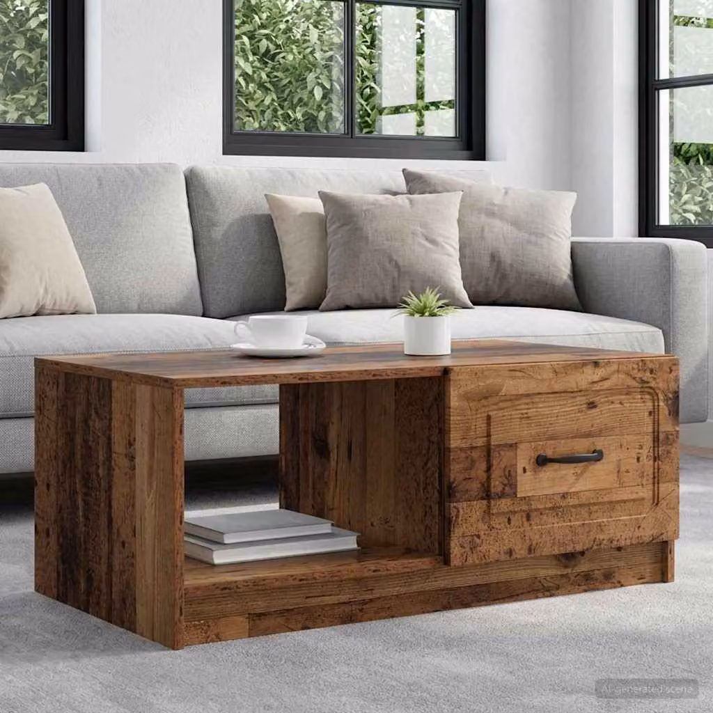 vidaXL Tavolino da salotto moderno in legno marrone L: 90 cm, P: 50 cm, H: 37 cm