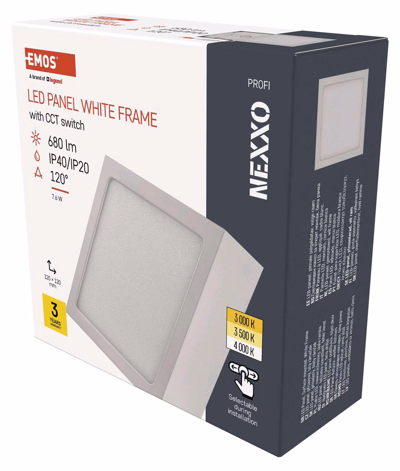 EMOS Apparecchio LED NEXXO bianco, 12 x 12 cm, 7,6 W, bianco caldo/neutro, ZM6123
