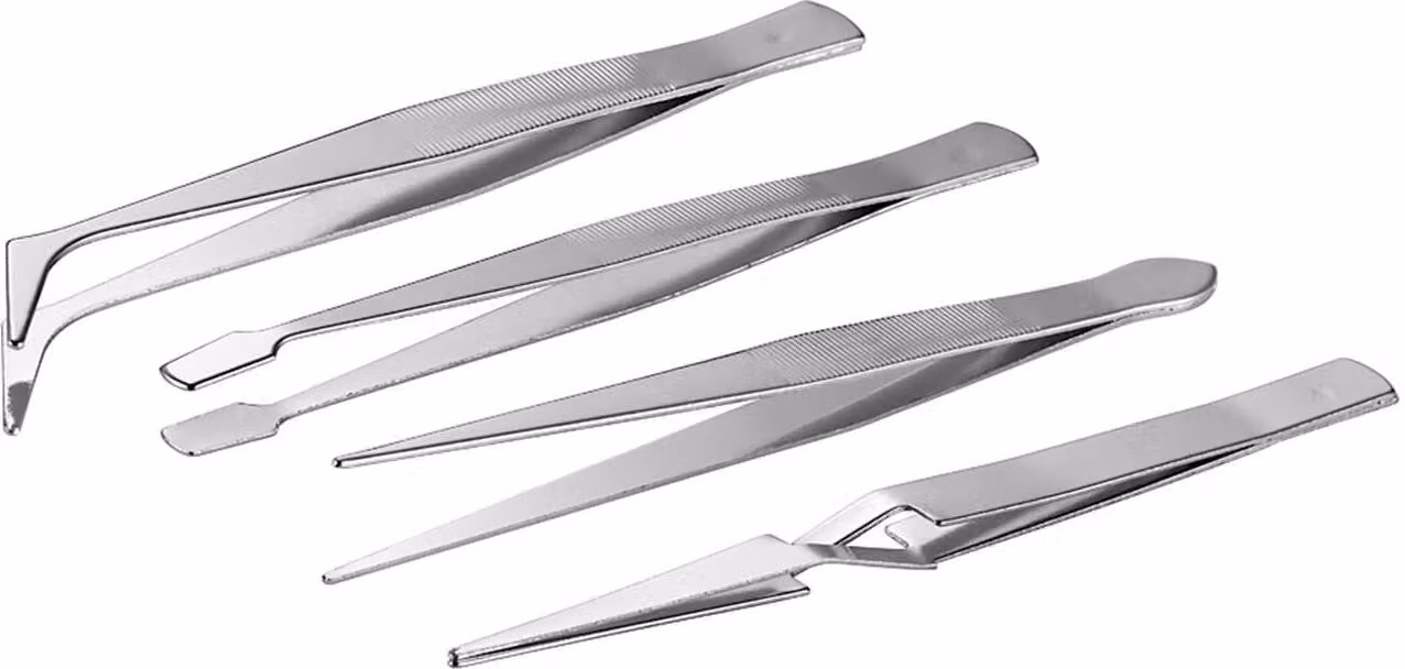 Fixpoint 77101 Set di pinzette 4 pezzi - versione in acciaio inox