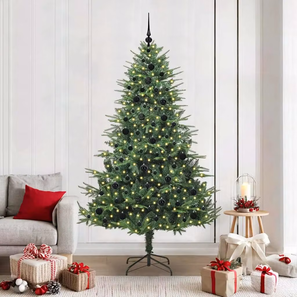 vidaXL Albero di Natale Artificiale Pre-illuminato con Set di Palline