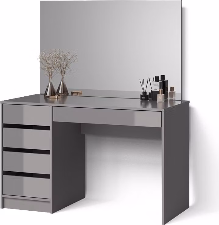 Tavolo da toeletta Livinity Imola Grigio 120 cm con specchio, Model 52383