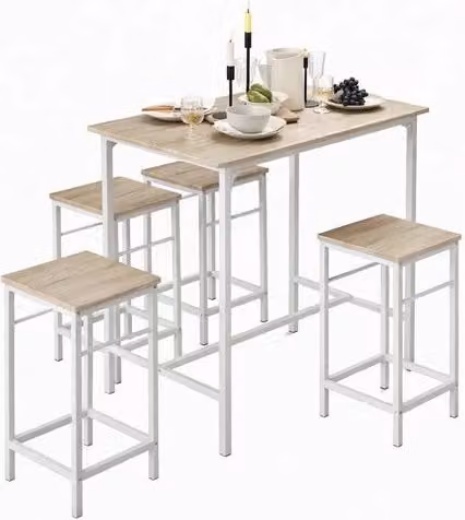 Tavolo da Cucina con 4 Sedili – Set da Cucina Moderno in MDF e Metallo – Set da Cucina per Bistro