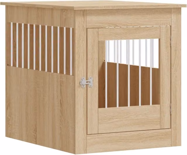 Gabbia per cani in legno multistrato e metallo color rovere sonoma, L: 64,5 cm, P: 80 cm, H: 71 cm