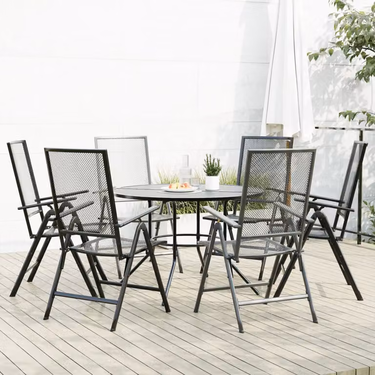 Set di 7 sedie da giardino reclinabili vidaXL in acciaio verniciato antracite opaco